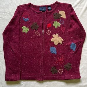 Women’s Fall Leaf sweater. Size small. Rammie, acrylic & cotton